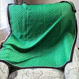 Gucci Green Monogram Silk Scarf